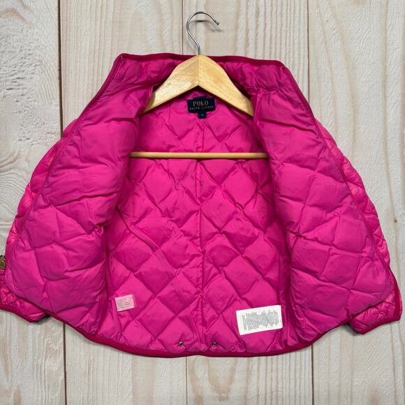 Polo Ralph Lauren Toddler Girls Size 5 Water-Repellent Duck Down Jacket Pink - Picture 4 of 6